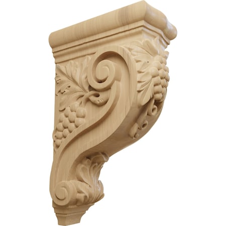 Ekena Millwork 4 1/4"W x 8"D x 13 1/4"H Devon Grapes & Vines Corbel, Cherry COR04X08X13DECH